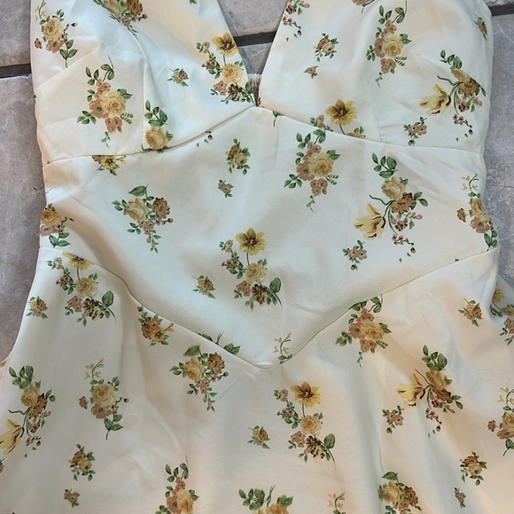 Floral Halter Dress - Cream and Yellow - Picture 2 of 6